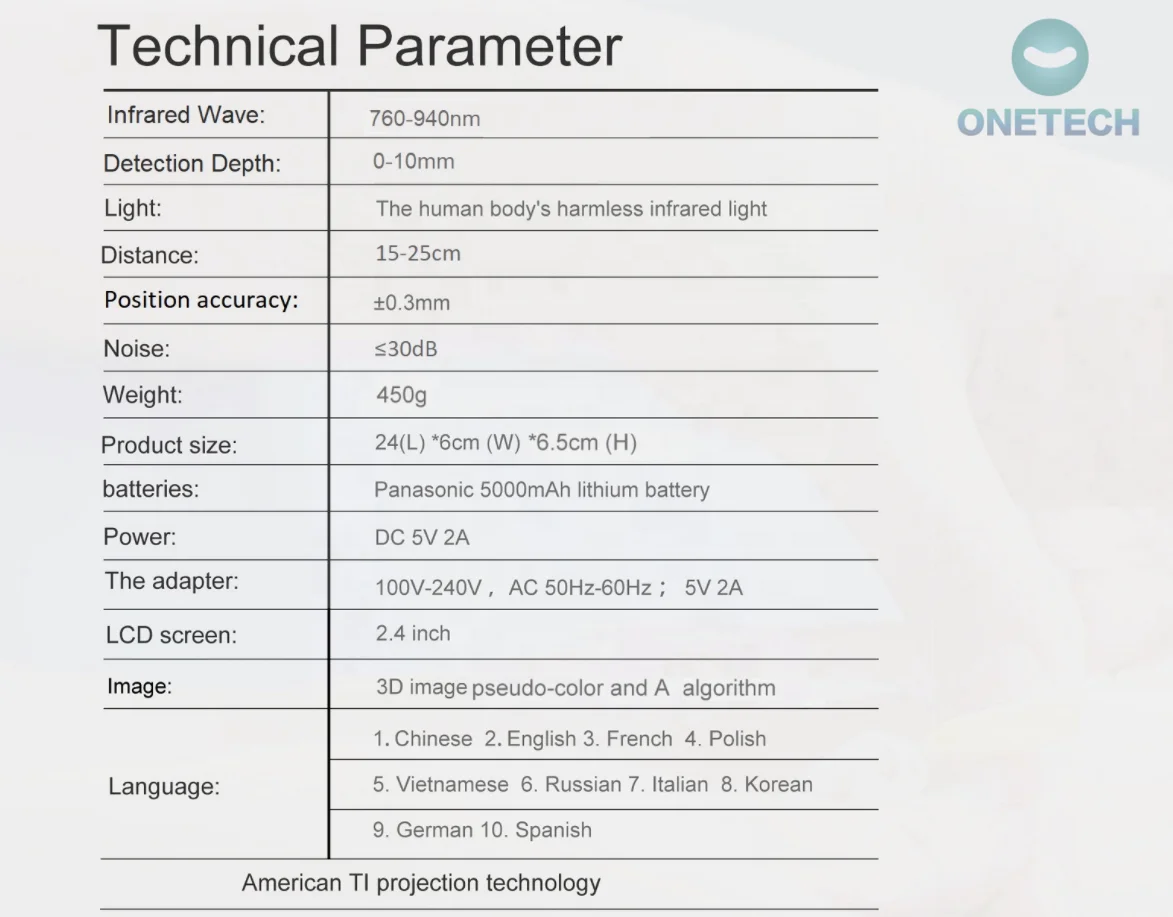 VF15 Powerful performance portable vein viewer for hands and feet and to detect face fillters