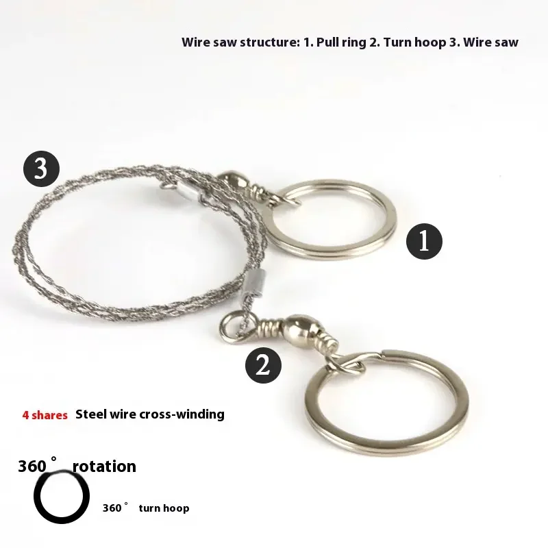 Strand Steel mini Wire Saw Metal Cable Saw Saw Pocket String Rope Chain Saw for Wood Trees Cutting Survival Camping keychain