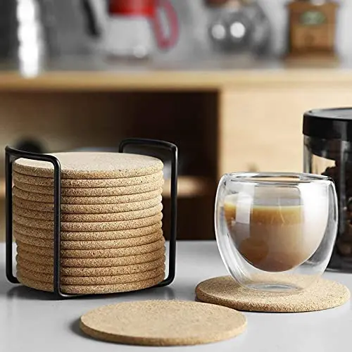 Eco Round Grass Cork Drink Coasters set Cup Mat for Coffee Table Wooden Table