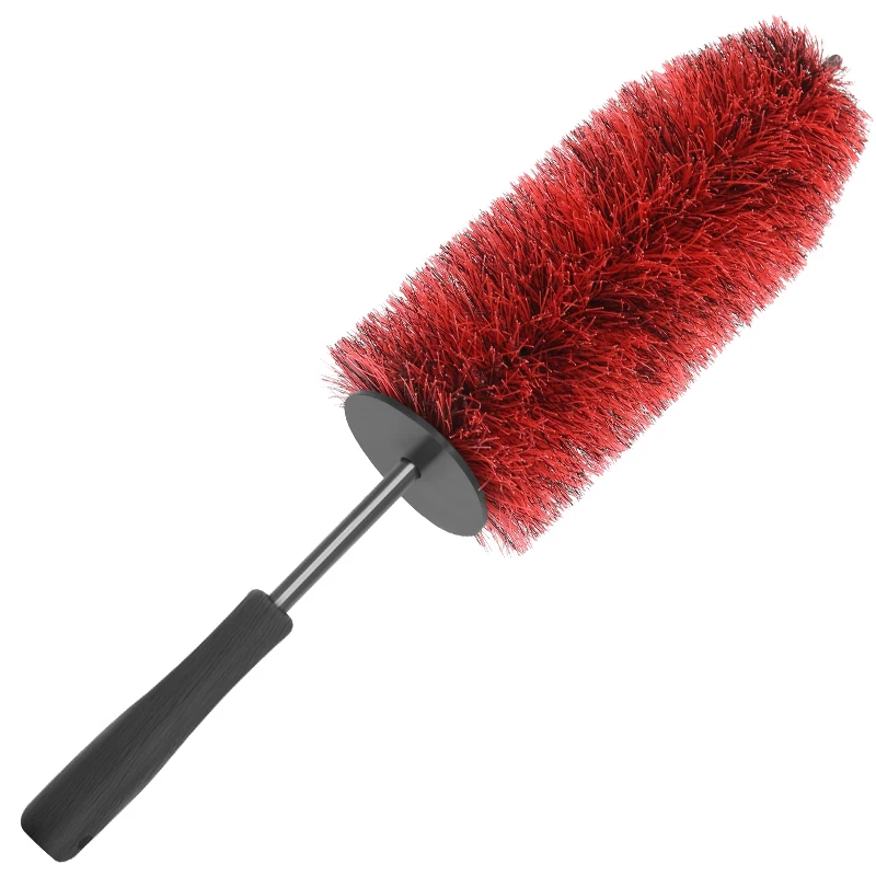 Big rocket shape car brush customized color red black mix bristle car wheel hub  cleaning brush