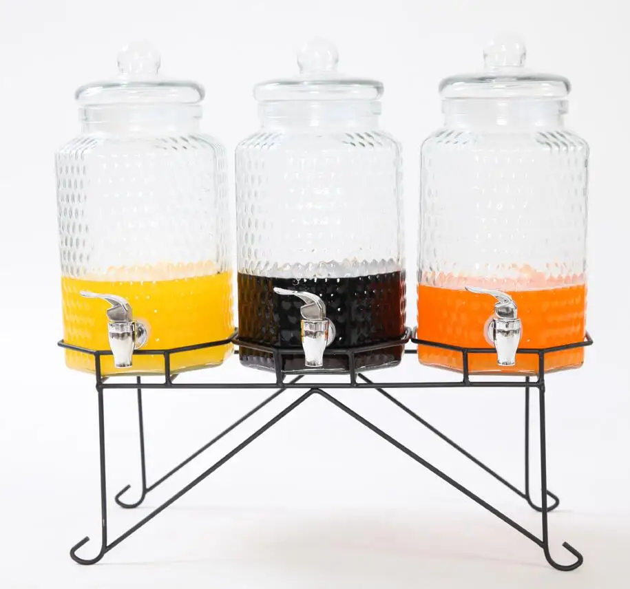 New Design 6L Beverage Glass Dispenser with Lid and Tap Freshness Preservation Cafes and Coffee shop use