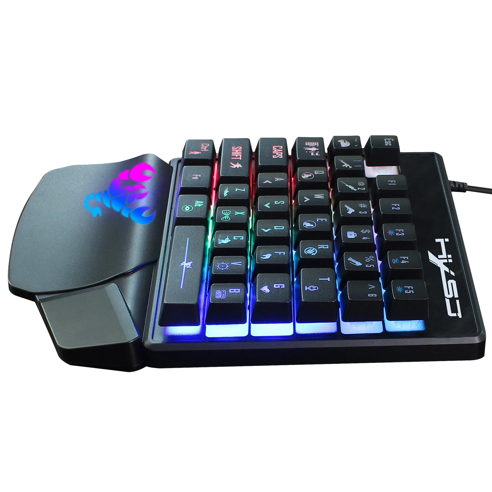 HXSJ V400RGB one-handed membrane keyboard left-handed mechanical feel eat chicken one-handed backlit keyboard 35 key