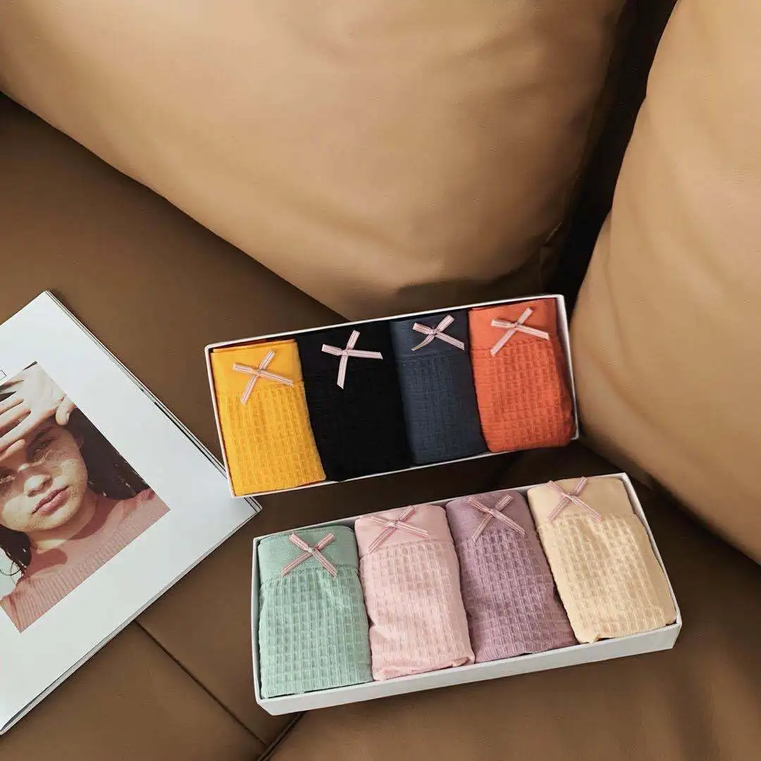 High-quality Mid-waist  Boxed Underwear Cotton Lace Large Size Seamless Skin-friendly Women Panty