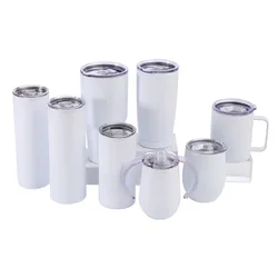 15oz 20 oz 30oz stainless steel water bottles cups white sublimation blank straight skinny tumbler with lids