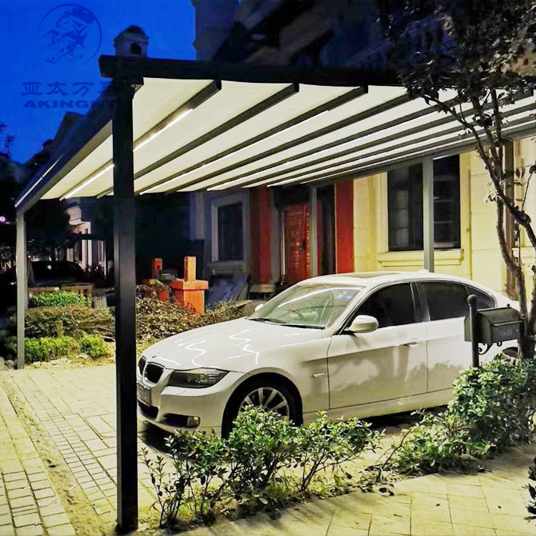 Modern Design PVC Aluminium Retractable Sunshade Pergola with LED Lights