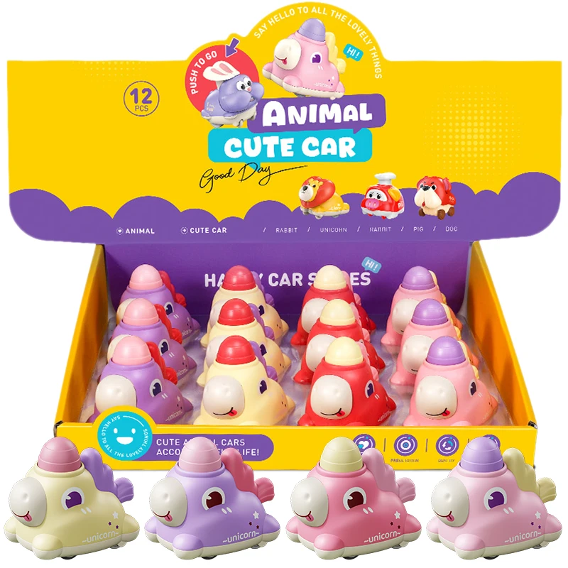 Mini Unicorn Friction Powered Toy Cars Press and Go Vehicles Plastic Pull Back Toy Set for Kids