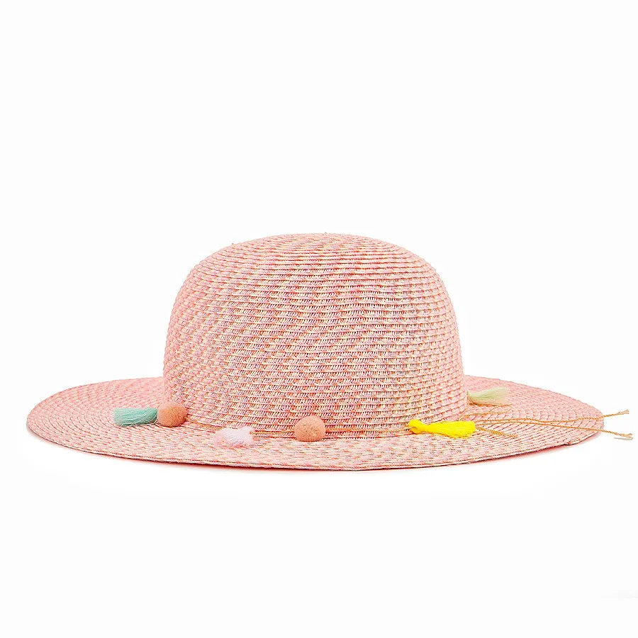 Summer Dome pink hairball children straw hat girl sun protection sun hat