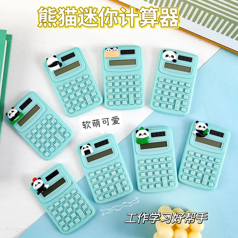 Students cartoon cute kawaii panda design pocket mini calculator for school
