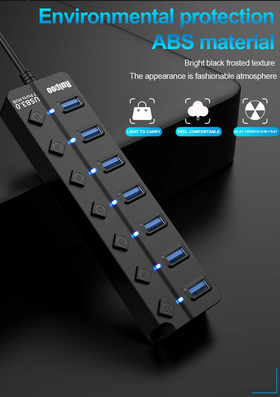 USB Hub 3.0 High Speed 4 / 7 Port USB 3.0 Hub Splitter with On/Off Switch