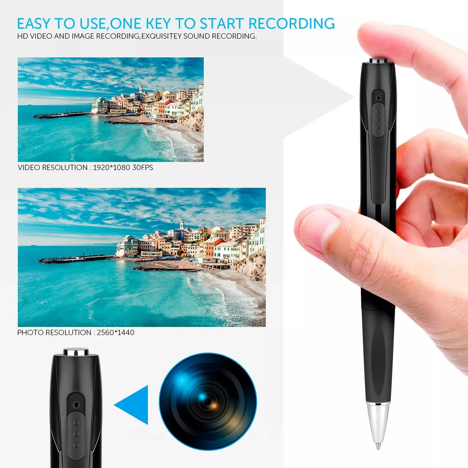 Mini top sale ultra FHD recorder with 4hours battery send audio and video recording 32gb memory card hidden pen camera 1080p