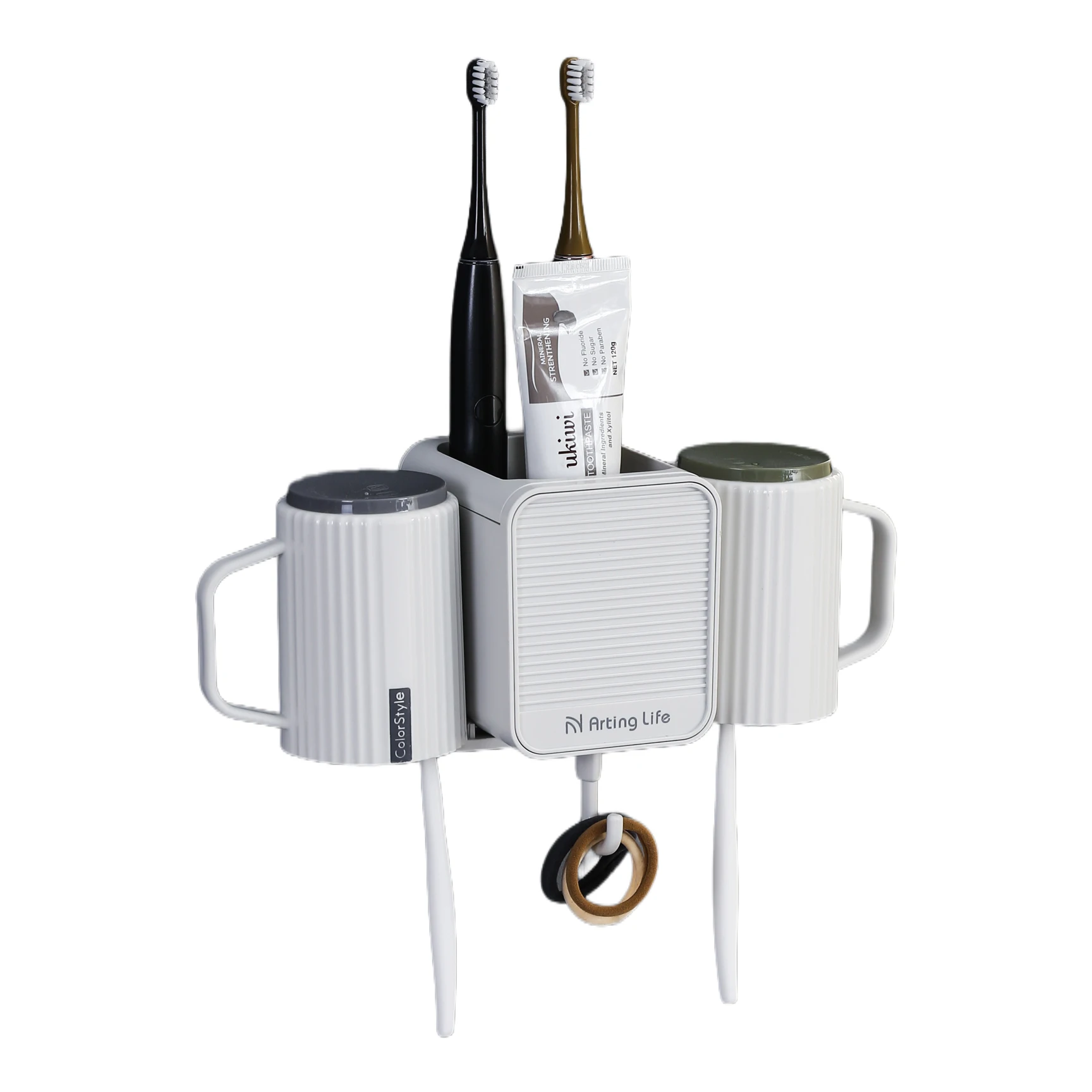 Punch Free Bathroom Accessories Toothpaste Cup Hair Dryer Organizer Plastic Storage Rack Electric Toothbrush Holder Wall Mounted