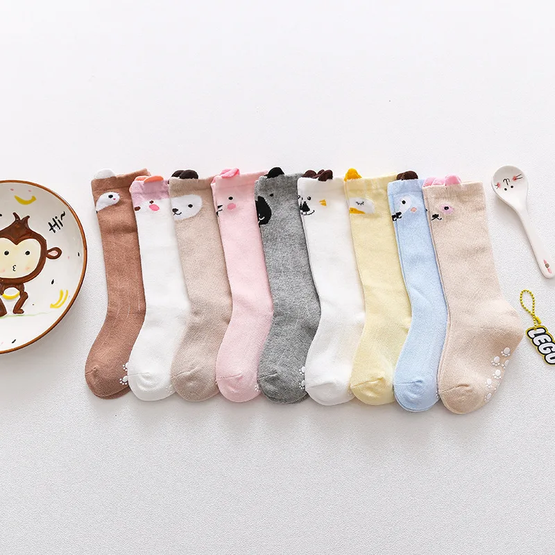 High Quality Cotton Newborn Baby Boy Socks Girls Cute Animal Pattern Anti Slip Long Knee Socks For Baby