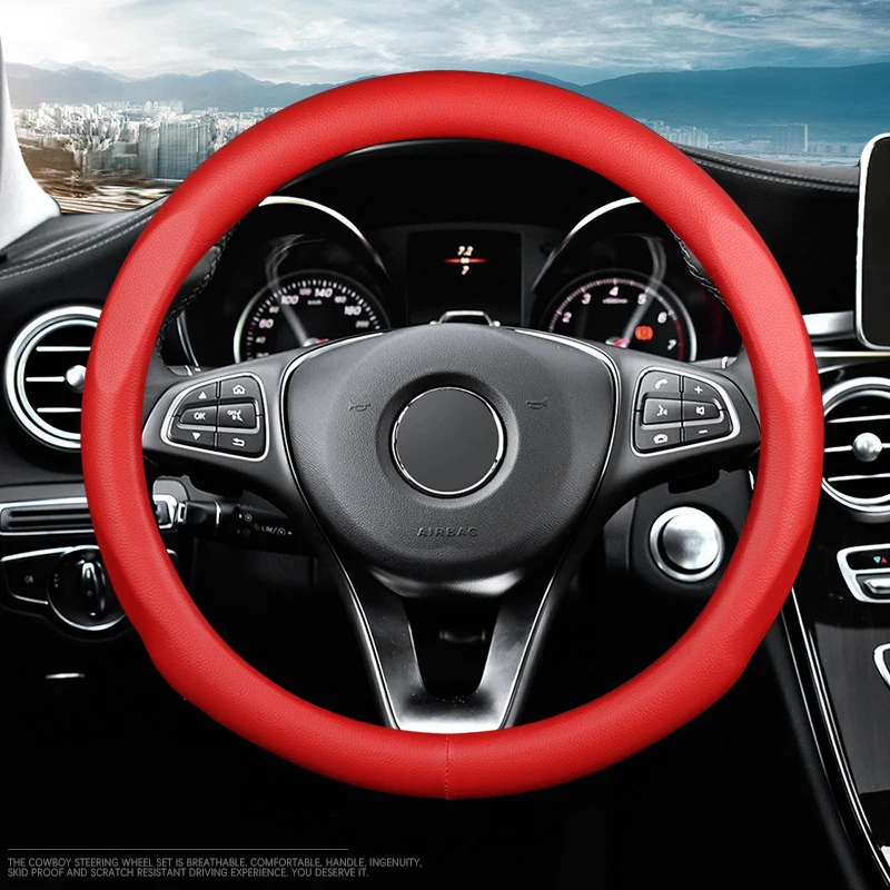 Flexible Not Easy Aging And Anti-skid Car Genuine Leather Wholesale Steering Wheel Cover