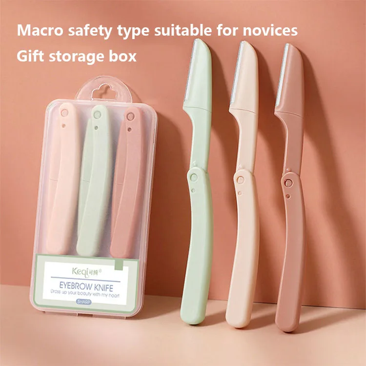 3pcs/set Eyebrow Razor Beauty Tools Plastic Tweezers Scissors for Women