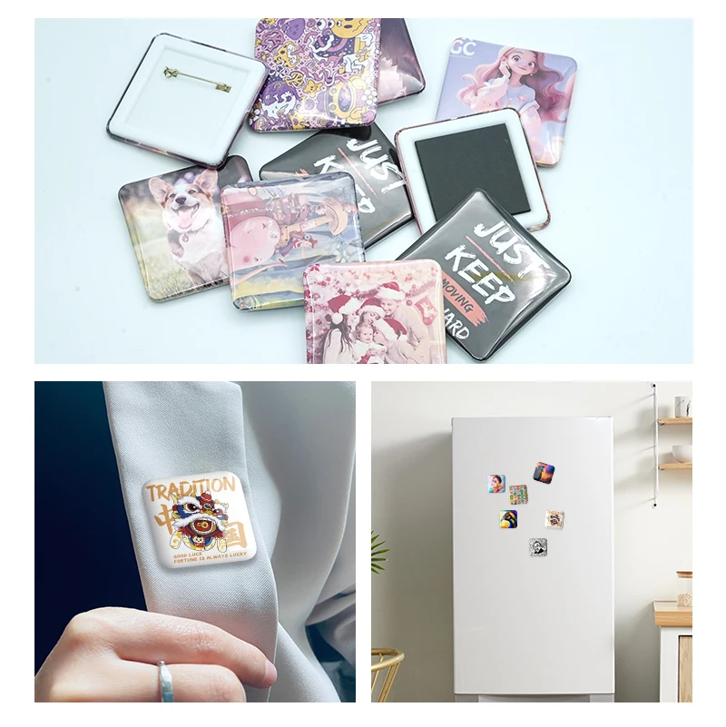 50*50Mm Square Fridge Magnets Badge Making Machine Fridge Magnet Photo Maker With Cutter And 100 Magnets