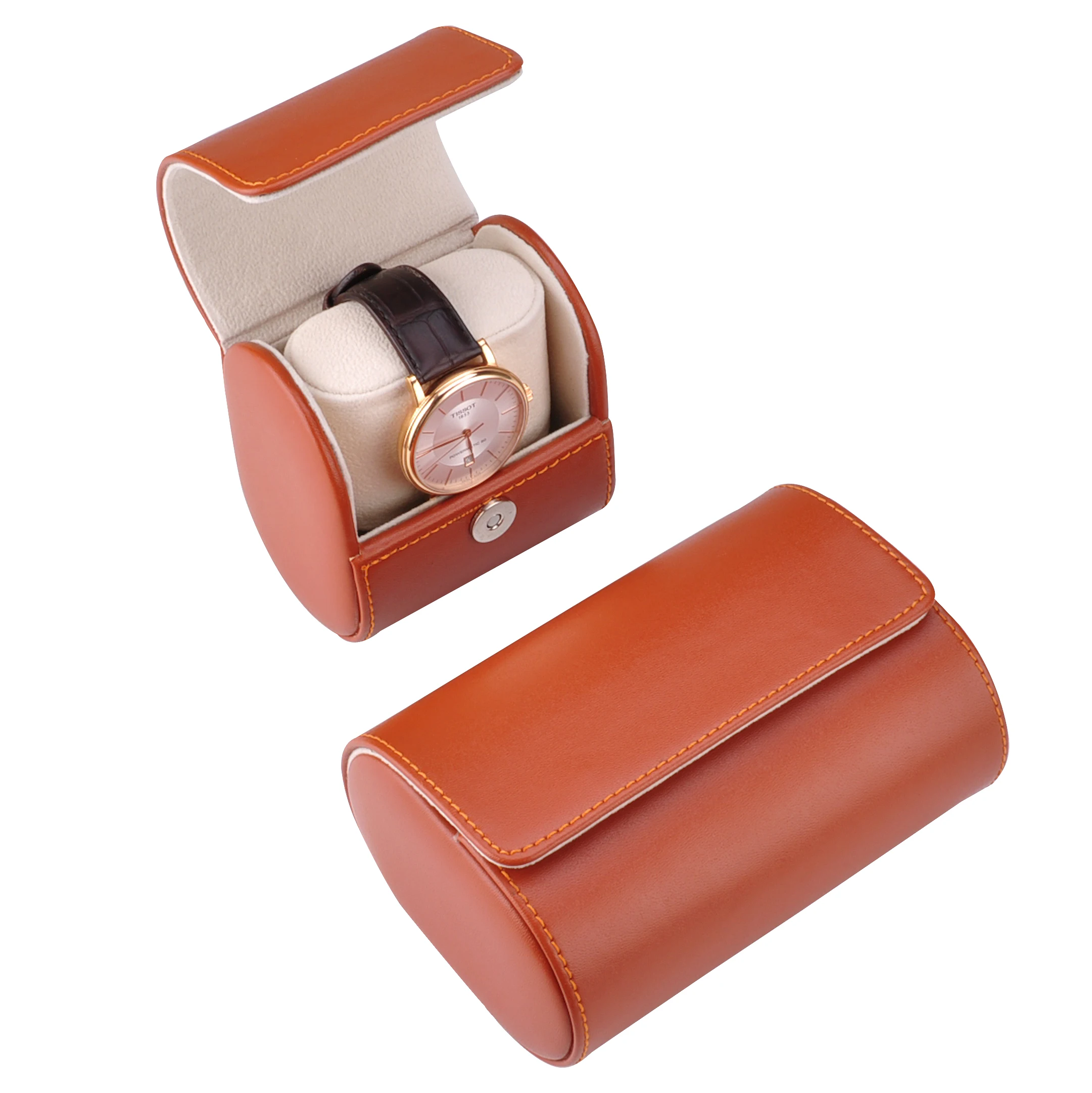 OEM custom  single gift packaging storage watches case for Men travel portable luxury pu leather watch box