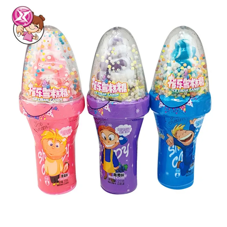 Factory wholesale candy sweet hard candy children colorful shaking rotating ice cream cartoon design fruit flavor Halal candy