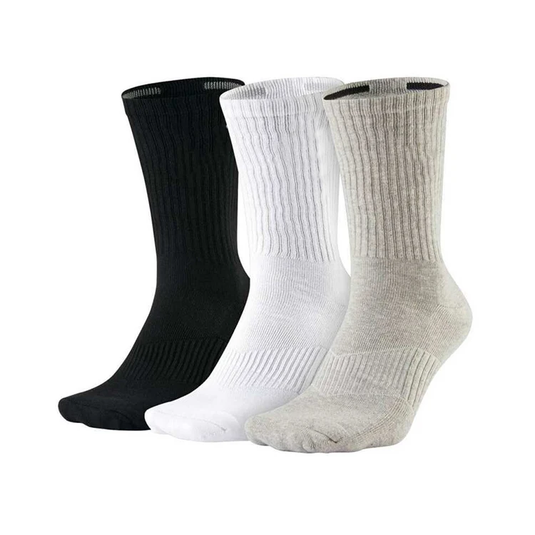 Professional men adult plain white combed cotton winter warm sport socks plain white terry sport socks