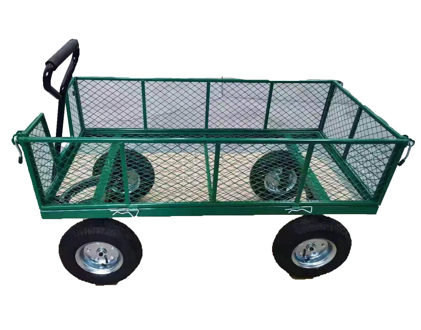 Heavy Duty Home Garden Wagon Cart Garden Hand Trolley 3.50-4 Pneumatic 4 Wheel Platform Cart with Wheel Fold Cart