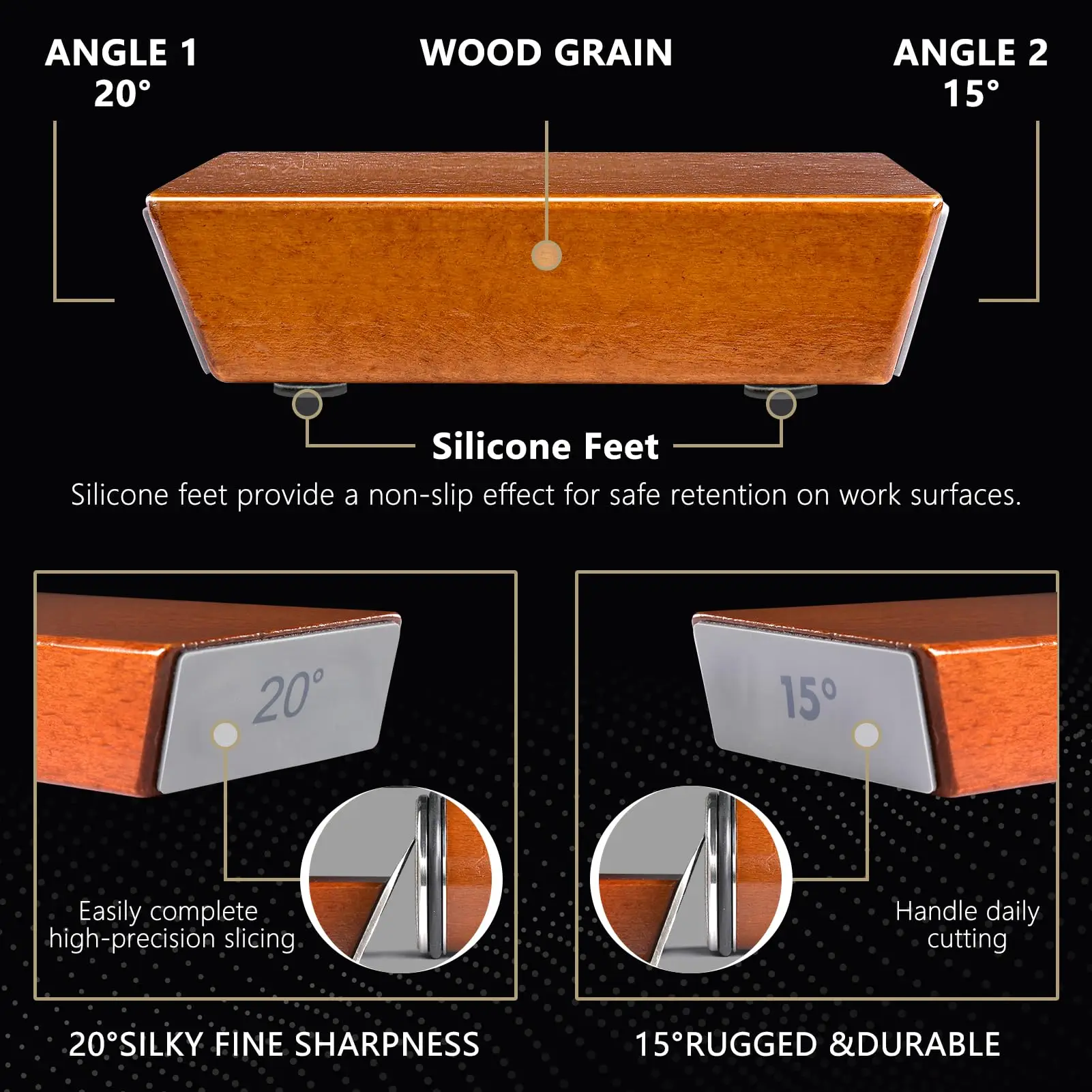 2024 magnetic whetstone professional kitchen detachable sharpen wooden rolling knife sharpener kit silicon