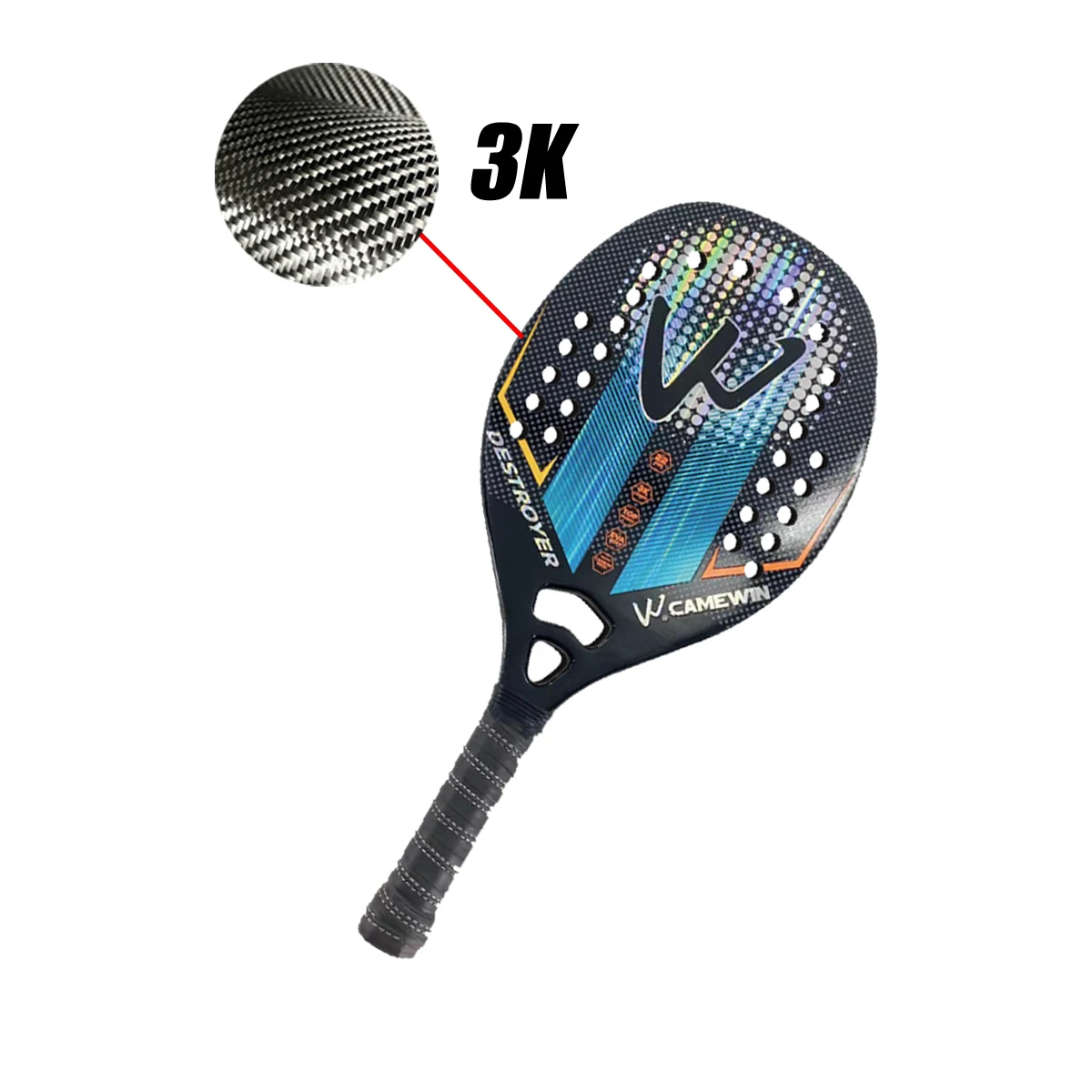 CAMEWIN 3K/12K/18K/ Carbon Fiber Visible Beach Tennis Rackets Paddle Racket factory wholesale