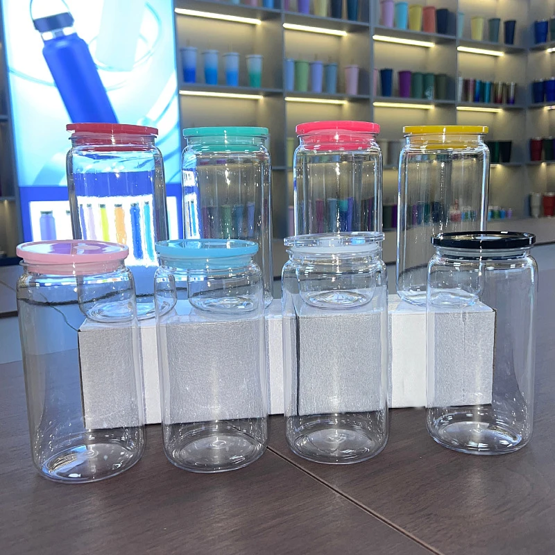 Hot sale Reusable 16oz Plastic Drinking Can for Kids Mason Jars PP Acrylic Cup with Bamboo Lid And Straw for Children