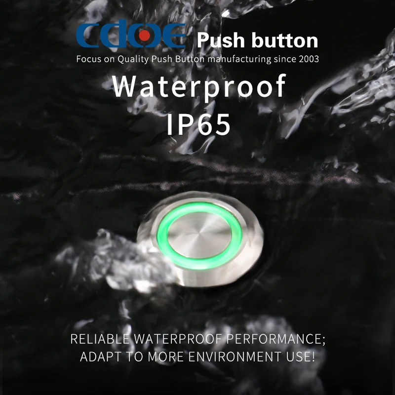 19mm flat head 1no SPST momentary 4 pins ring illuminated waterproof metal push button switch