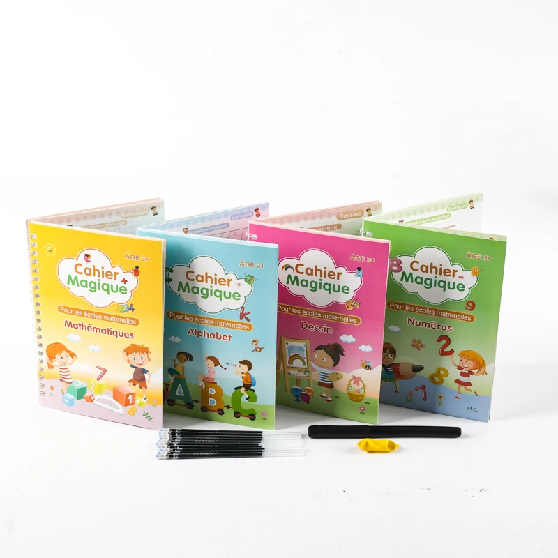 French 3D Groove Magic Practice Copybook Children Book Learning Numbers French Letters Calligraphy Writing Exercise Books Gift