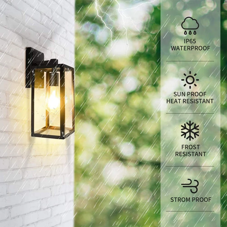 Aluminum outdoor waterproof modern decorative wall light IP65 Glass diffuser