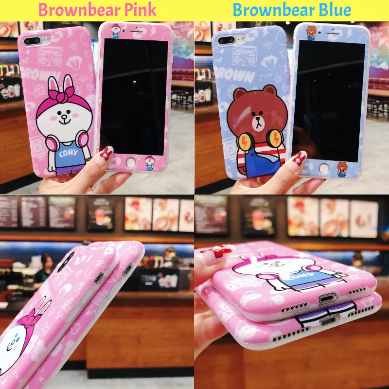 Cute cartoon monster design doraemon stitch luffy tpu soft phone case and protective glass for iphone