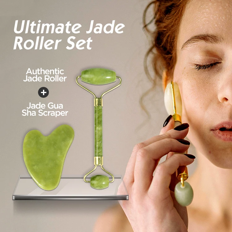 Jade Rroller и Gua Sha массажный инструмент зеленый розовый КВАРЦЕВЫЙ ролик для тела здоровый 100% натуральный нефритовый женщин