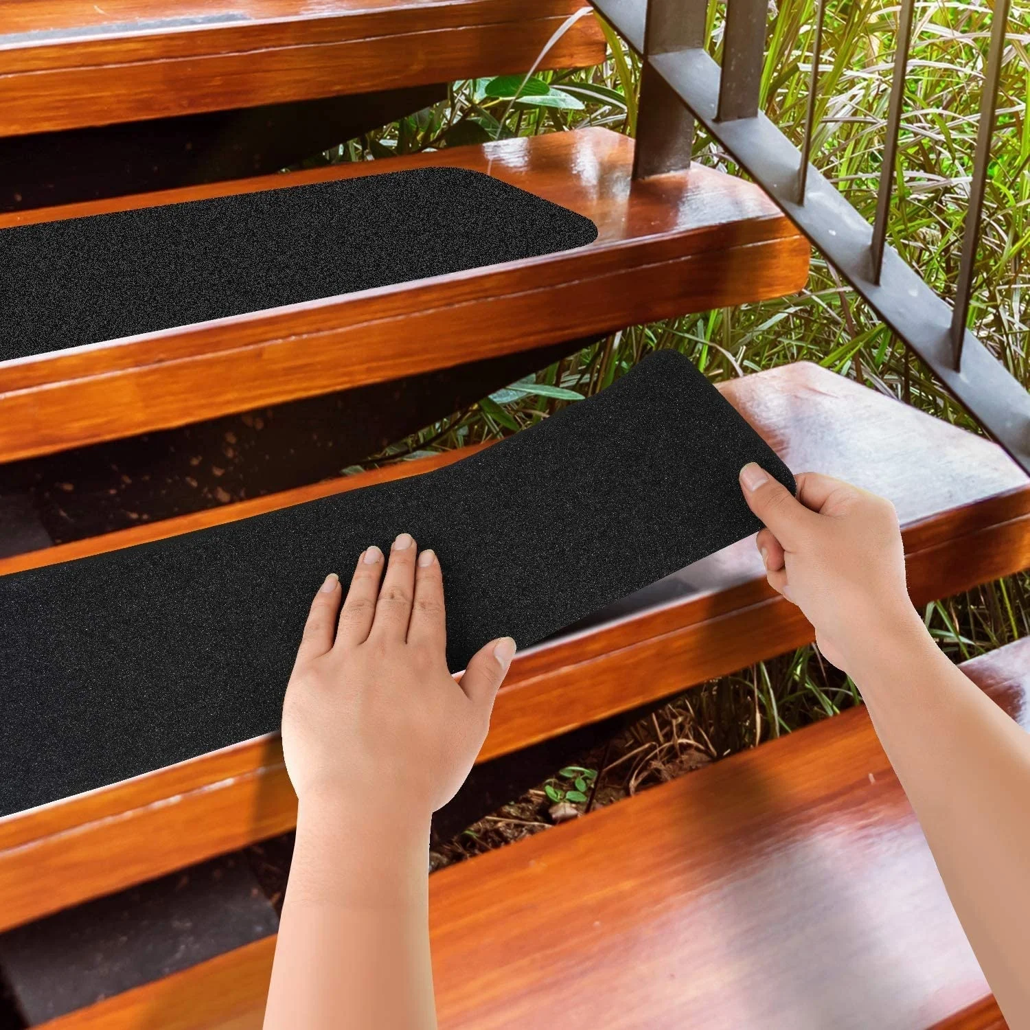 Adhesive striped stair treads carpet non skid anti slip dust resistant staircase rug stair mat