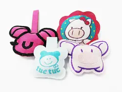 China factory makes packed cotton braided labels, high density 3D woven labels cartoon stickers, suitable for clothing toys