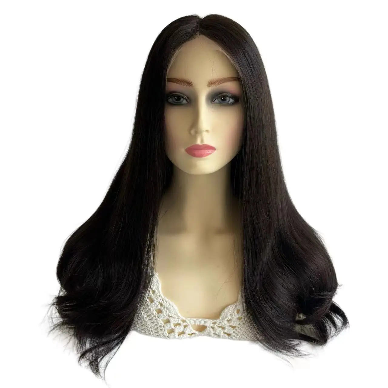 Jewish Quality Wig 150% Density  Black Color 100% Remy Health Raw Hair Italian Lace Topper For White Women