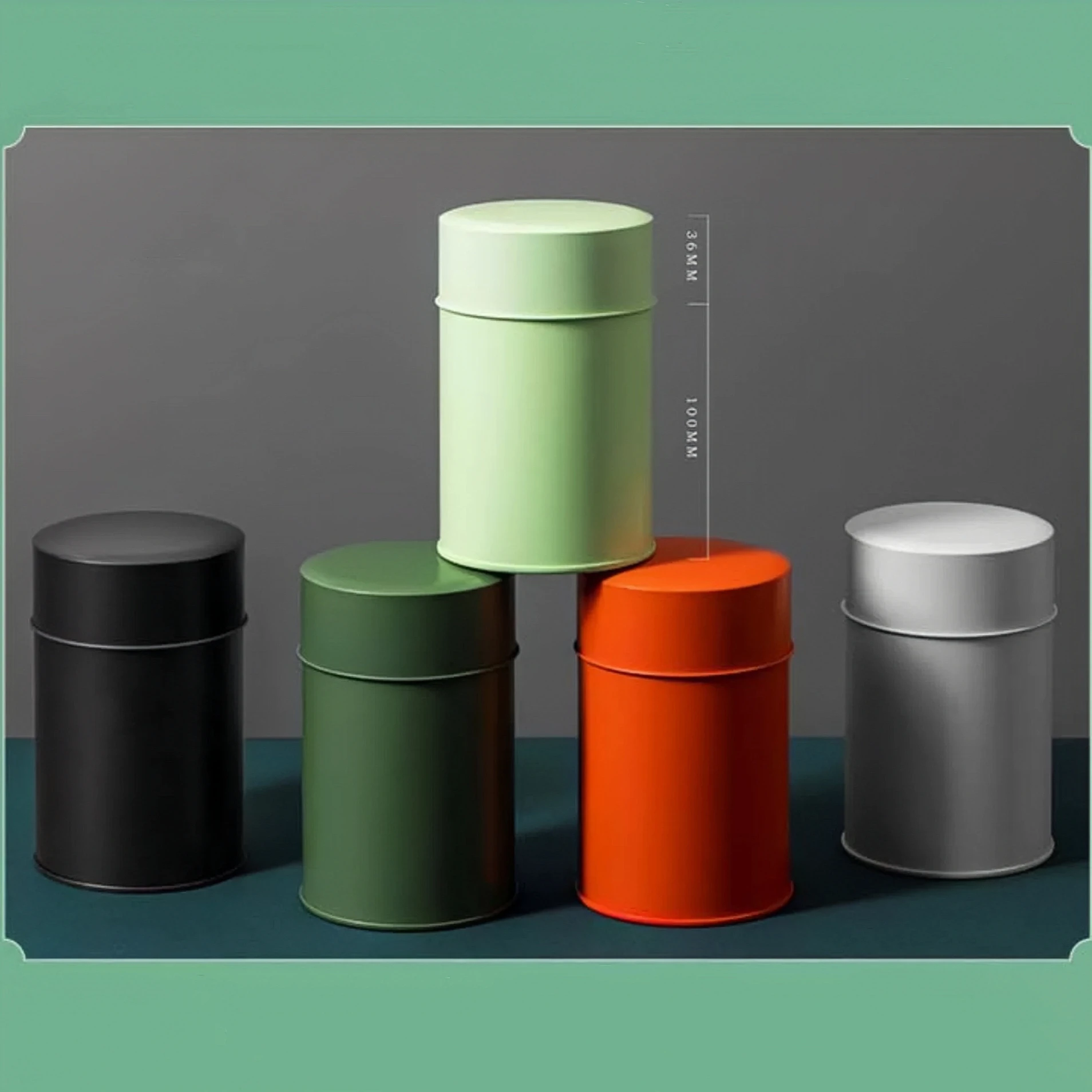 Luxury Cylinder Empty Canister Double Lid Metal Coffee Spice Storage Box Tea Tin Can