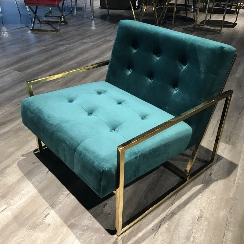 
Luxury Lifestyle Visionnaire Home Contemporary Living Room Furniture Button Tufted Gold Brushed Velvet Sofa 