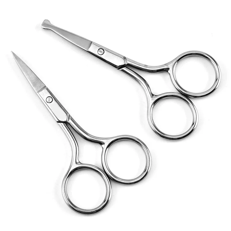 Factory in Stock Stainless Steel Beauty  Vibrissac Scissors Eyebrow Scissors Rust Scissors Support Fixed Logo