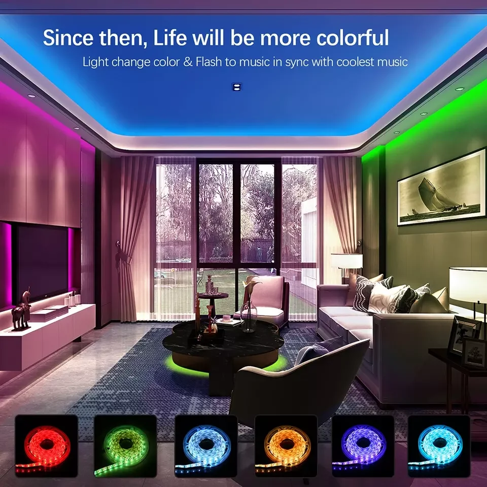 smart led strip light USB RGB tuya wifi app control light work with alexa google for TV home