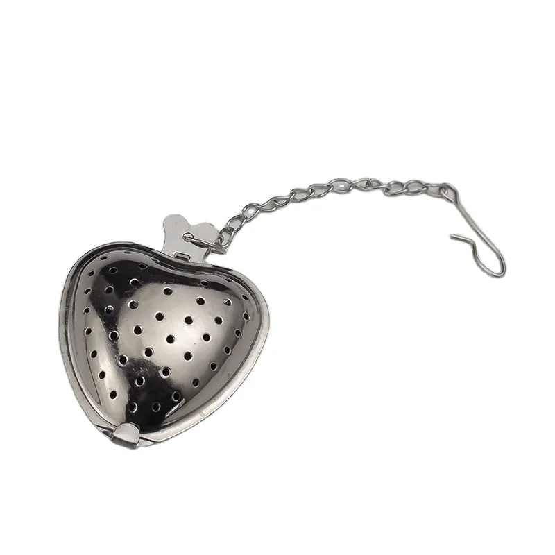 Wholesale Reusable Household For Tea Ball Infuser Stainless Steel Heart-shaped Tea Infuser With Chain