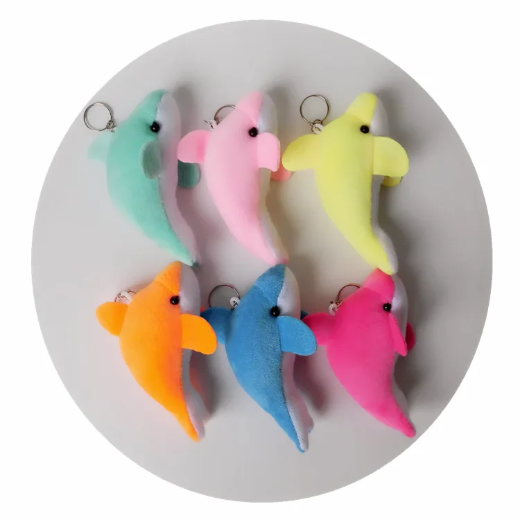 Factory Price Wholesale Animal Dolphin Key buckle10cm Plush Stuffed  Pillow Gifts Toy For Kids Cotton Model Item Color Material
