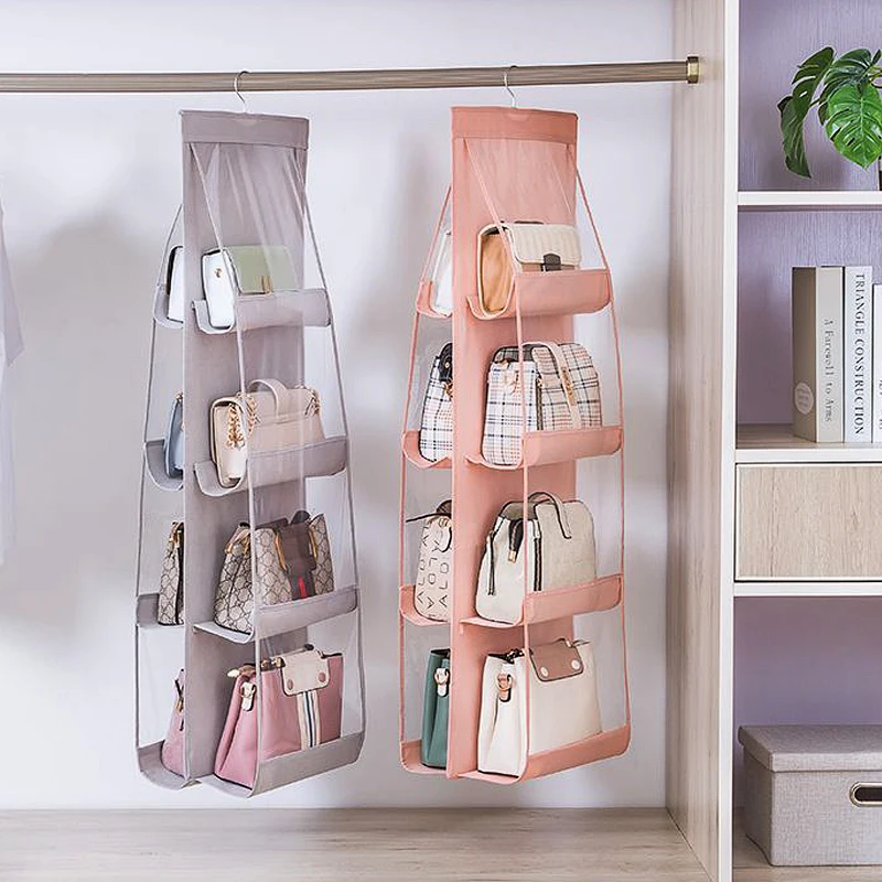 Oxford Fabric Hanging Storage Organizer for bags 8 grids Closet  Folding Storage Bag with Hook Wardrobe Foldable Hanging Bag