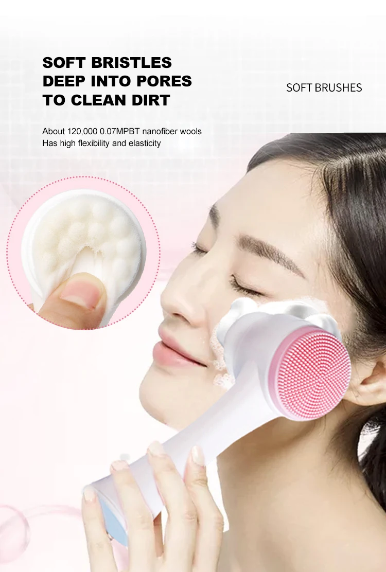 
Magic double sideds facial washing brush soft bristled silicone deep cleansing pores manual blackhead cleansing instrument 