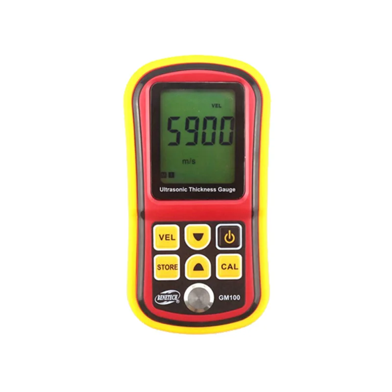 GM100 LCD Digital Ultrasonic Thickness Gauge Tester Depth Gauge + Sound Velocity Meter Range 1.2~225mm