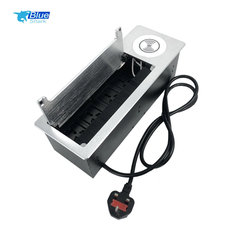 Universal 4 outlets Embedded Desktop Socket Multi-Functional Wireless Charging Burst connectivity Box with Power Socket