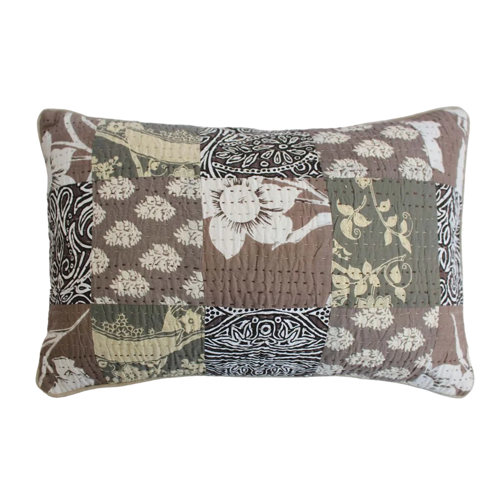 Handcrafted Products Made by Indian Artisans Decorative Kantha Pillow Cover Pure Comfort and Chic Style With Patch Work Cushions