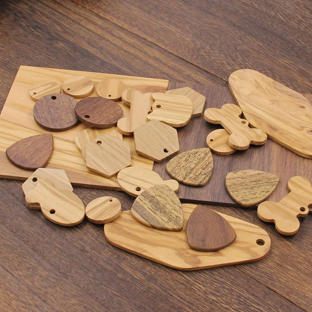 Hardwood Hanging Ornaments Charms for Keychain Necklace Wood Label Tag Pendant Koa Wood Charms