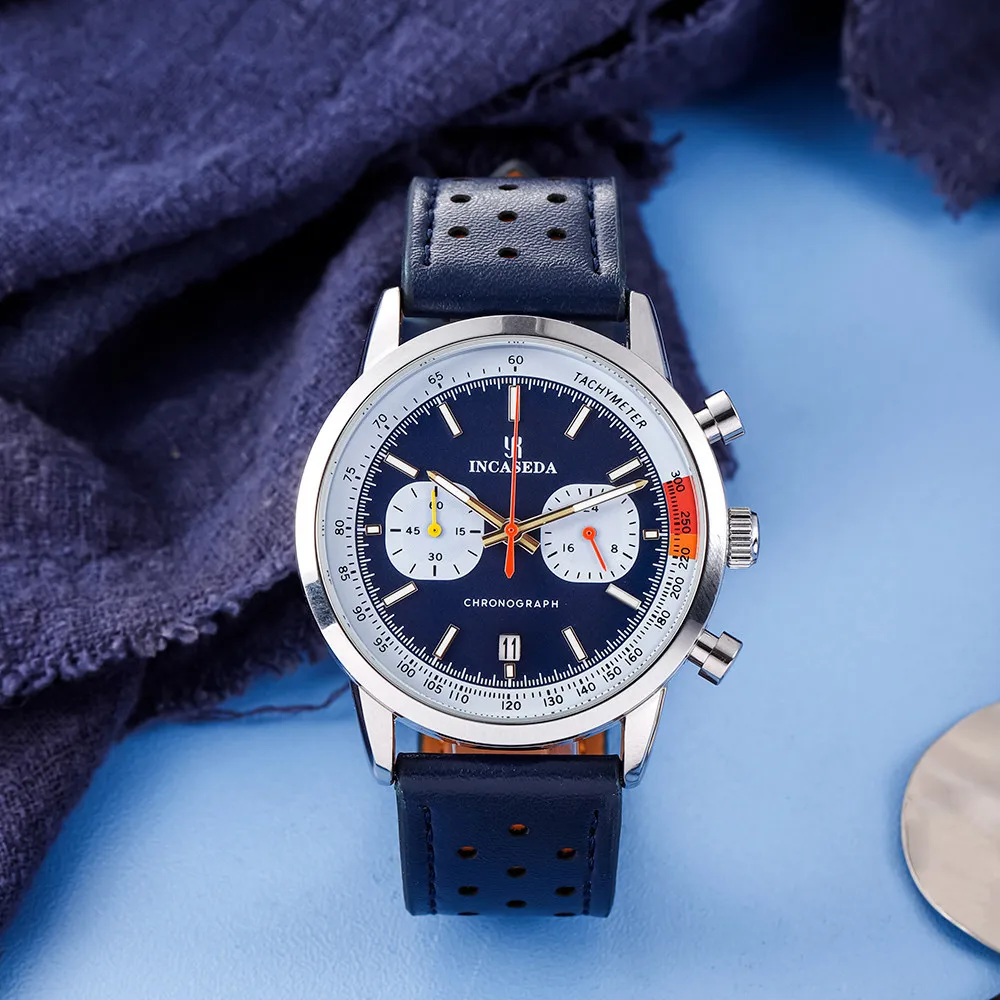 INCASEDA 5036 hot sell China gents quartz watch original Genuine Leather Strap Waterproof Chronograph Simple sports wristwatch