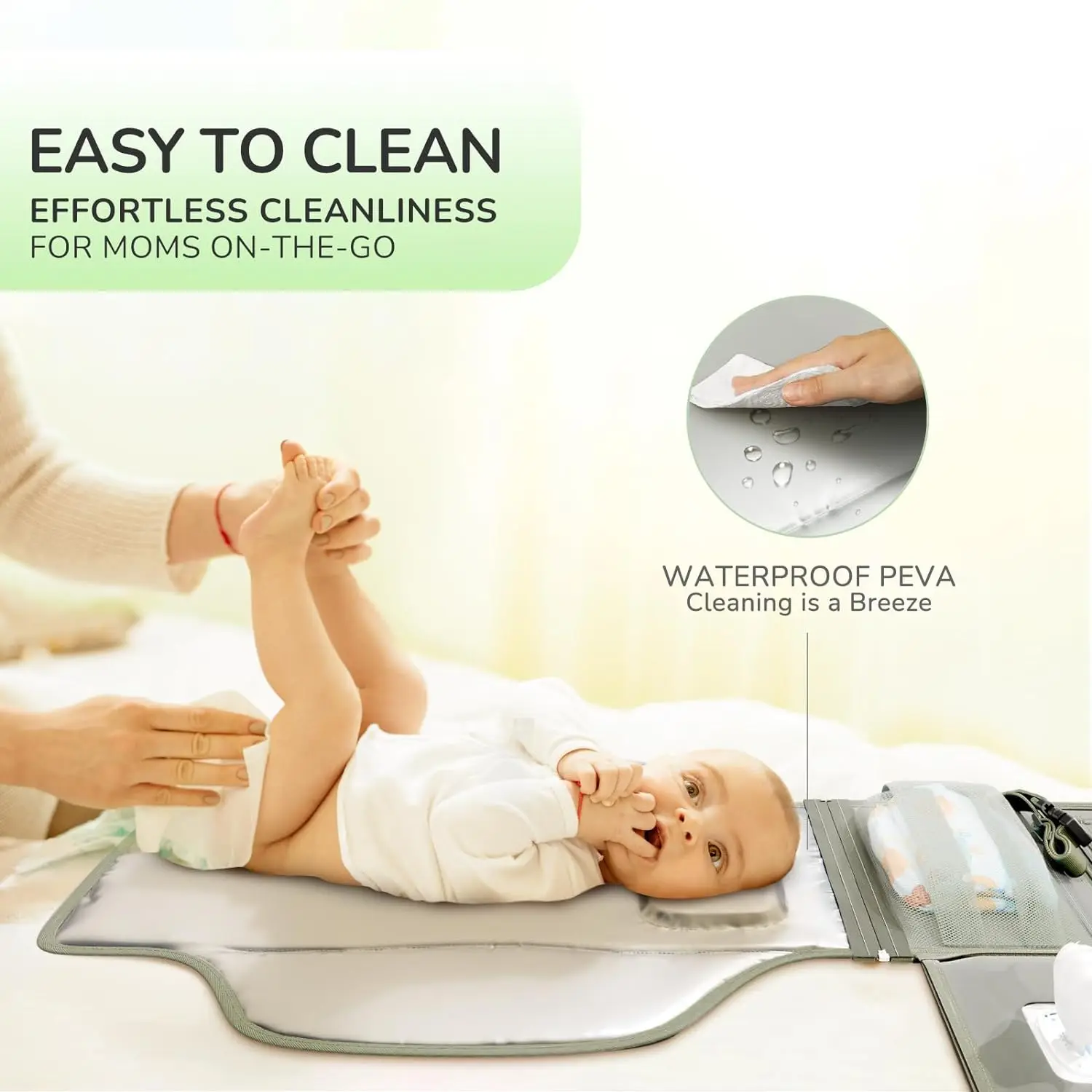 Mommy Foldable Nappy Change Mat Baby Diaper Baby Wipes Pocket Detachable Changing Pad with Shoulder Strap