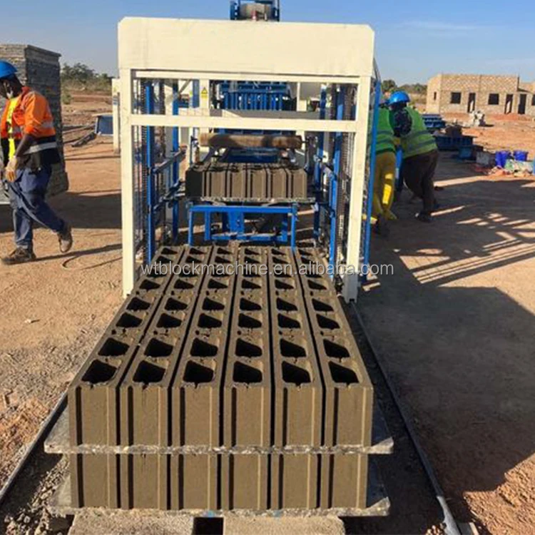 QT18-15 hollow block construction machinery interlock block making machine cement brick production machinery