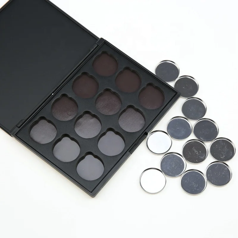LZ Pack Stock 100pcs Matte Black Rectangle 12 Colors 26mm Eyeshadow Case Private Label Empty Magnetic Eyeshadow Palette With Pan